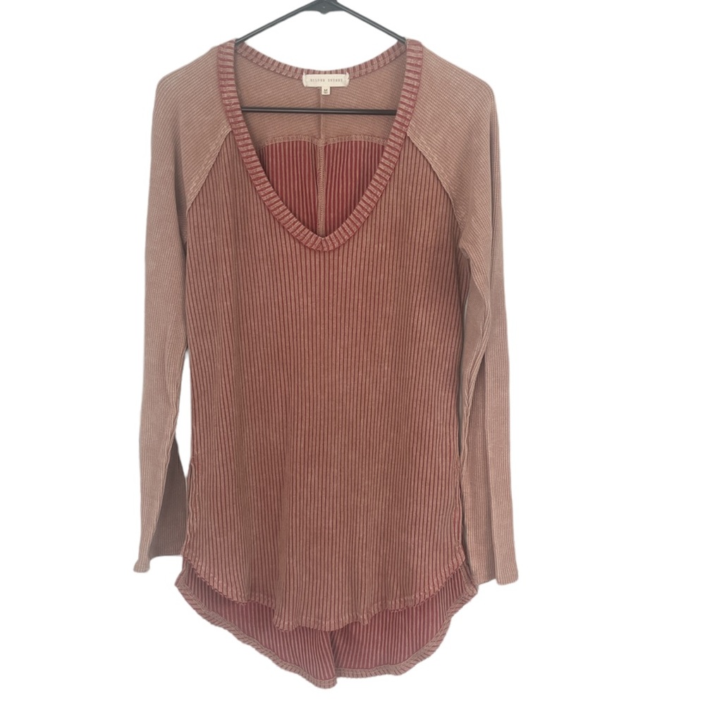 Buckle Guilded Intent Shirt Tunic Long Sleeve Red Brown Medium Thermal & Ribbed